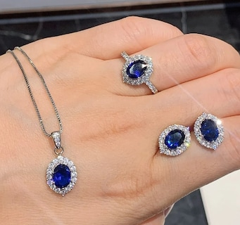 Foto 2 | Foto 2 | Juego De Joyería De Chapado En Plata 925 Y Moissanita Xtellar Para Mujer: Collar Pendientes Y Anillo Ajustable
