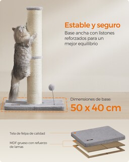 Foto 6 | Foto 6 | Poste Rascador Para Gatos 85 Cm De Alto De Sisal Pompón De Muelle Con Campana Gris Paloma