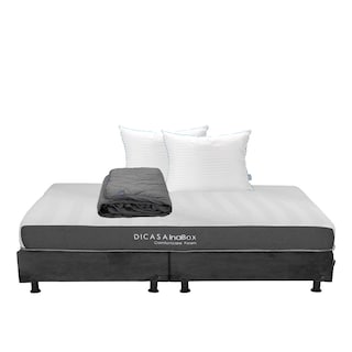 Foto 1 | Foto 1 | Colchón En Caja Dicasa Inabox + Box Color Gris Oscuro King Size + Almohadas Royal Twin + Protector Lux