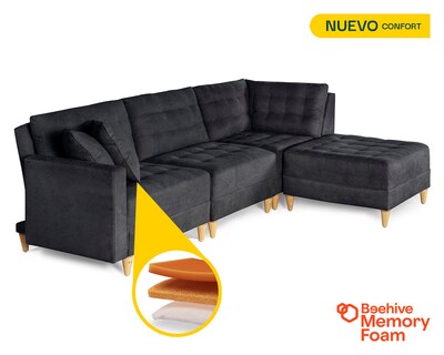 Foto 2 | Foto 2 | Sala De 4 Modúlos Makora Godric Con Memory Foam Color Negro Chenille Respaldo Reclinable De 3 Posiciones