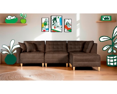 Foto 1 | Foto 1 | Sala De 4 Modúlos Makora Godric Con Memory Foam Color Chocolate Chenille Respaldo Reclinable De 3 Posiciones