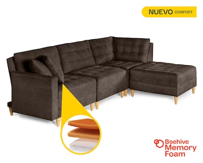 Foto 2 | Foto 2 | Sala De 4 Modúlos Makora Godric Con Memory Foam Color Chocolate Chenille Respaldo Reclinable De 3 Posiciones