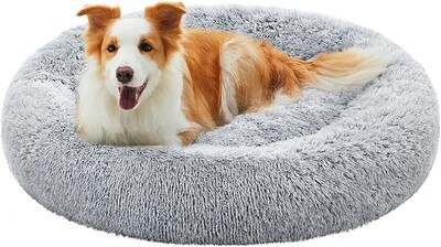 Foto 1 | Foto 1 | Cama De Perros Cama Para Mascotas Diámetro 100 Cm Cojín Extraíble Y Lavable Alfombra De Felpa Gris Ombré