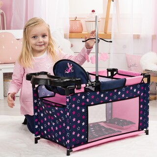 Foto 4 | Foto 4 | Parque Infantil Para Muñecas Bayer Cama Múltiple Estrellas De Hadas Azul Marino Y Rosa 18 Pulgadas - Venta Internacional.
