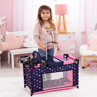 Foto 5 | Foto 5 | Parque Infantil Para Muñecas Bayer Cama Múltiple Estrellas De Hadas Azul Marino Y Rosa 18 Pulgadas - Venta Internacional.