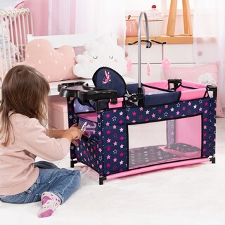 Foto 6 | Foto 6 | Parque Infantil Para Muñecas Bayer Cama Múltiple Estrellas De Hadas Azul Marino Y Rosa 18 Pulgadas - Venta Internacional.
