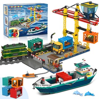 Foto 1 | Foto 1 | Set De Construcción Hogokids City Wharf Con Grúa Barco Tren Y Camión - Venta Internacional.