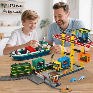 Foto 2 | Foto 2 | Set De Construcción Hogokids City Wharf Con Grúa Barco Tren Y Camión - Venta Internacional.