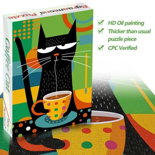 Foto 2 | Foto 2 | Puzzle Bgraamiens Coffee Cat Modern Art 1000 Piezas Para Adultos - Venta Internacional.