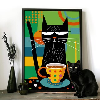 Foto 3 | Foto 3 | Puzzle Bgraamiens Coffee Cat Modern Art 1000 Piezas Para Adultos - Venta Internacional.