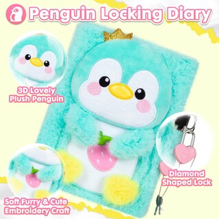 Foto 3 | Foto 3 | Peluche De Pingüino Diary Yoytoo Con Candado Y Llave Para Niñas De 5 A 12 Años - Venta Internacional.