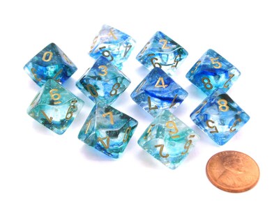 Foto 1 | Foto 1 | Juego De Dados Game Dice Chessex D10 Nebula Luminary Oceanic Con Oro - Venta Internacional.
