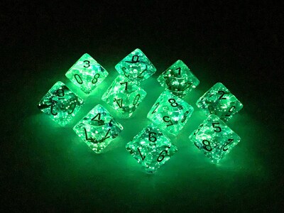 Foto 2 | Foto 2 | Juego De Dados Game Dice Chessex D10 Nebula Luminary Oceanic Con Oro - Venta Internacional.