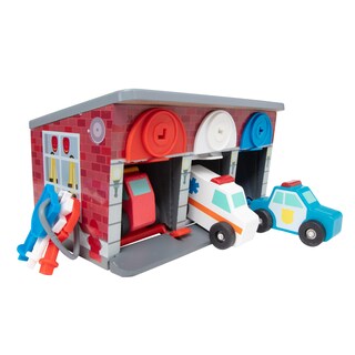 Foto 1 | Foto 1 | Set De Juguetes Melissa & Doug Vehículos De Rescate De Madera Con Garaje 36-72 M - Venta Internacional.