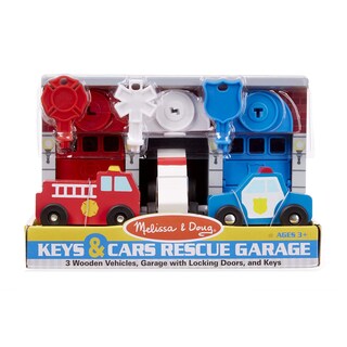 Foto 3 | Foto 3 | Set De Juguetes Melissa & Doug Vehículos De Rescate De Madera Con Garaje 36-72 M - Venta Internacional.
