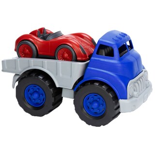 Foto 1 | Foto 1 | Camión De Cama Plana De Juguete Con Coche De Carreras Juguetes Verdes Azul/gris Y Rojo - Venta Internacional.