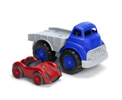 Foto 7 | Foto 7 | Camión De Cama Plana De Juguete Con Coche De Carreras Juguetes Verdes Azul/gris Y Rojo - Venta Internacional.