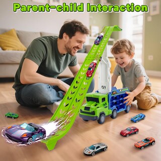 Foto 6 | Foto 6 | Camión Portajuguetes Race Con Pista De Carreras De 27 Cm Y 6 Coches De Metal - Venta Internacional.