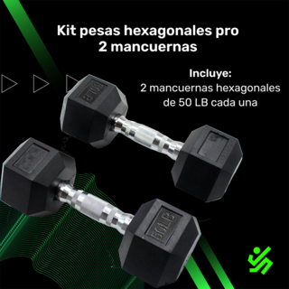 Foto 4 | Foto 4 | 2 Mancuernas 50 Lb 22.67kg C/u Kit Set Pesas Hexagonales Pro