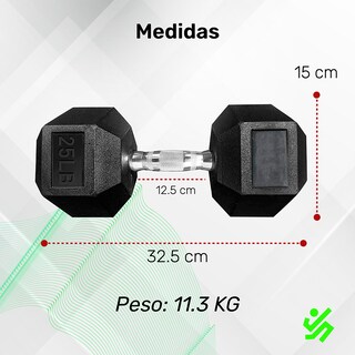 Foto 4 | Foto 4 | 2 Mancuernas 25 Lb 11.3 Kg C/u Kit Set Pesas Hexagonales Pro