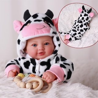 Foto 3 | Foto 3 | Muñeca Babeside Realista De 38 Cm Con Ojos Azules Y Disfraz De Vaca - Venta Internacional.