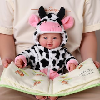 Foto 7 | Foto 7 | Muñeca Babeside Realista De 38 Cm Con Ojos Azules Y Disfraz De Vaca - Venta Internacional.