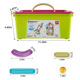 Foto 7 | Foto 7 | Juego De Bloques De Construcción Magnéticos Picassotiles Ptx50 Con Almacenamiento - Venta Internacional.