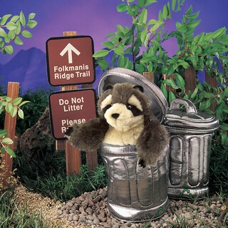 Foto 2 | Foto 2 | Marioneta De Mano Folkmanis Con Forma De Mapache En Cubo De Basura Para Niños - Venta Internacional.