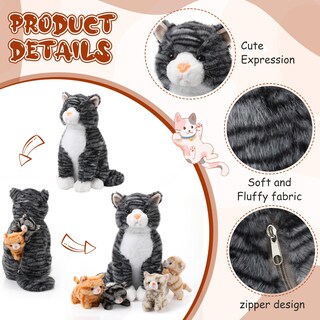 Foto 3 | Foto 3 | Animal De Peluche Hyden Cat Mami Con 4 Gatitos De 35 Cm Para Niños - Venta Internacional.