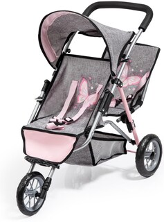 Foto 1 | Foto 1 | Jogger Dolls Twin De 3 Ruedas Diseño Bayer Gris Y Rosa - Venta Internacional.