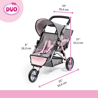 Foto 3 | Foto 3 | Jogger Dolls Twin De 3 Ruedas Diseño Bayer Gris Y Rosa - Venta Internacional.