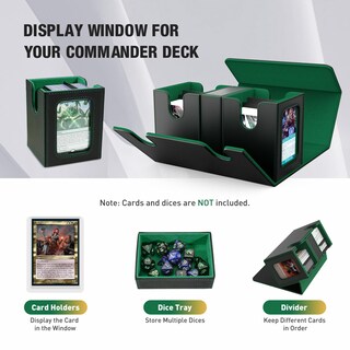 Foto 4 | Foto 4 | Deck Box Timovo Mtg Commander Con Pantalla De 2 Mandos En Negro Y Verde - Venta Internacional.