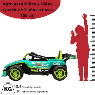 Foto 6 | Foto 6 | Montable Electrico Para Niños Carro De Carreras Con Bluetooth Control Remoto 12v Apto A Partir De 3 Años Hasta 30 Kg - Verde