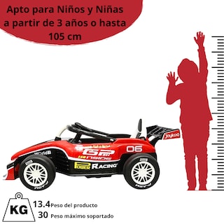 Foto 6 | Foto 6 | Montable Electrico Para Niños Carro De Carreras Con Bluetooth Control Remoto 12v Apto A Partir De 3 Años Hasta 30 Kg - Rojo