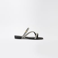Sandalia Tiras Flat Brillo Suela Para Mujer Walki Dalilah Negro
