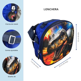 Foto 3 | Foto 3 | Mochila Con Carrito Dinosaurio Niño Combo 3 Pzs Azul