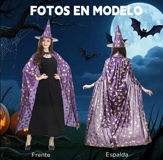 Foto 3 | Foto 3 | Disfraz Xtellar Premium De Halloween: Capa Con Capucha Y Sombrero Para Bruja Cosplay Ajustable Y Cómodo Para Adultos Y Niños