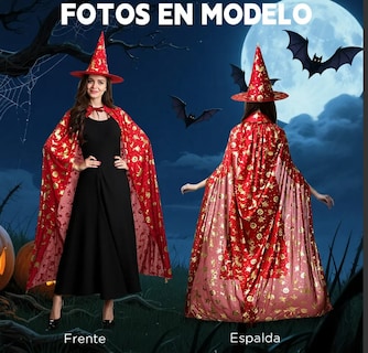 Foto 3 | Foto 3 | Disfraz Xtellar Premium De Halloween: Capa Con Capucha Y Sombrero Para Bruja Cosplay Ajustable Y Cómodo Para Adultos Y Niños