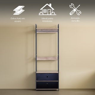 Foto 3 | Foto 3 | Perchero Industrial Con Entrepaños Y Cajoneras Ilios Innova. Closet Moderno Y Organizador De Ropa