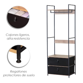 Foto 7 | Foto 7 | Perchero Industrial Con Entrepaños Y Cajoneras Ilios Innova. Closet Moderno Y Organizador De Ropa