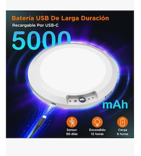 Foto 3 | Foto 3 | Lámparas De Techo Led Con Sensor De Movimiento Recargable 5000 Mah Magnético Sin Taladro Control Remoto Tres Tonos 3000k 4000k 6