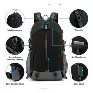 Foto 2 | Foto 2 | Mochila Impermeable Lab.g 50l Para Senderismo Montañismo Negro
