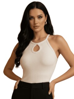 Foto 1 | Foto 1 | Blusas Mujer Casual Camiseta Dama Blusa Bl-1028 Nude Crop Top Strec