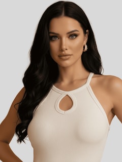 Foto 7 | Foto 7 | Blusas Mujer Casual Camiseta Dama Blusa Bl-1028 Nude Crop Top Strec