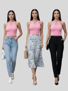 Foto 5 | Foto 5 | Blusas Mujer Casual Camiseta Dama Blusa Bl-1028 Rosa Crop Top Strec