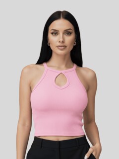 Foto 7 | Foto 7 | Blusas Mujer Casual Camiseta Dama Blusa Bl-1028 Rosa Crop Top Strec