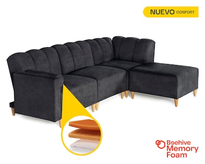 Foto 2 | Foto 2 | Sala De 4 Módulos Makora Kieran Con Memory Foam Color Negro Chenille Respaldo Reclinable De 3 Posiciones