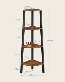 Foto 6 | Foto 6 | Estantería De Esquina  Con 4 Estantes  Marco De Acero  Para Sala De Estar  Dormitorio  Balcón
