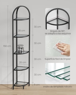 Foto 5 | Foto 5 | Estantería Esquinera De 5 Niveles Librería Estantería Para Baño Soporte Para Plantas