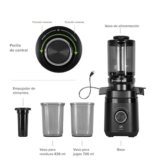 Foto 4 | Foto 4 | Extractor De Jugos Prensado En Frío 150w Boquilla 11cm Dos Recipientes Capacidad 726 Ml Y 836 Ml Tipo Licuadora Con Sistema